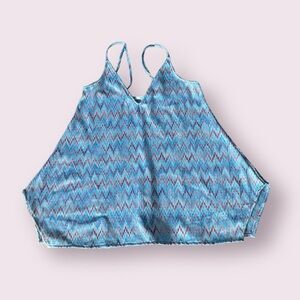 Women’s ASTARS Light Blue And Pink Chevron Pattern A Line Spaghetti Strap Tank